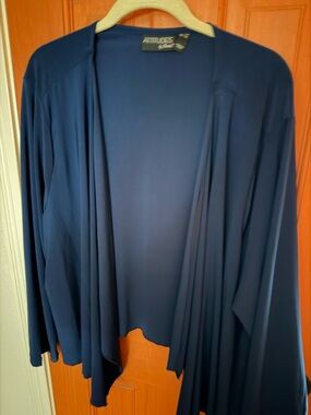 Attitudes by Renee Navy Open-Front Draped Cardigan Lightweight Layer